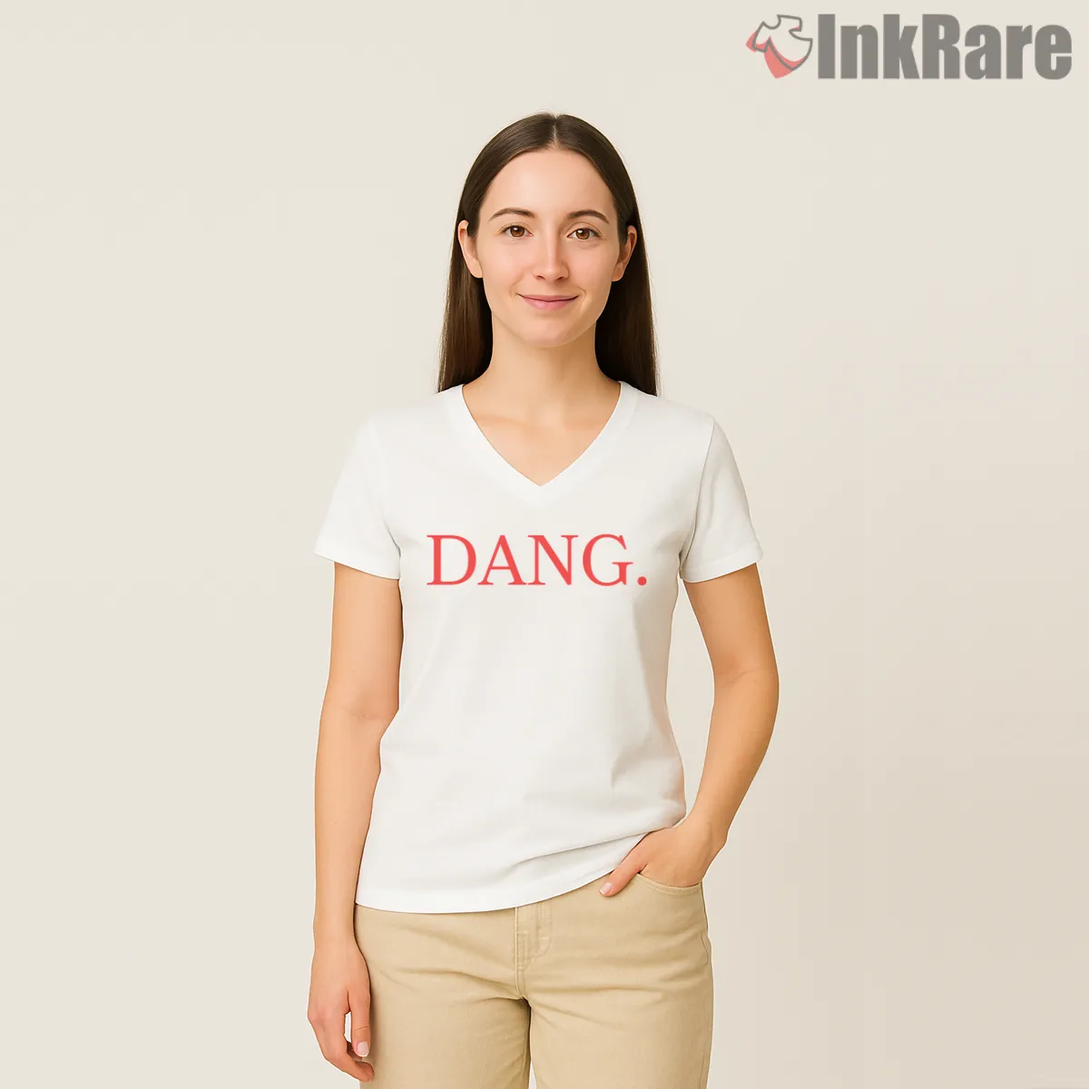 Dang Clean Version Kendrick Lamar Damn Parody V Neck White Dang Clean Version Kendrick Lamar Damn Parody Shirt on white v-neck shirt for women graphic tee
