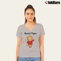 Women’s Daniel Tiger Funny V-Neck Tee in sport grey | Chic Neckline, Soft Texture