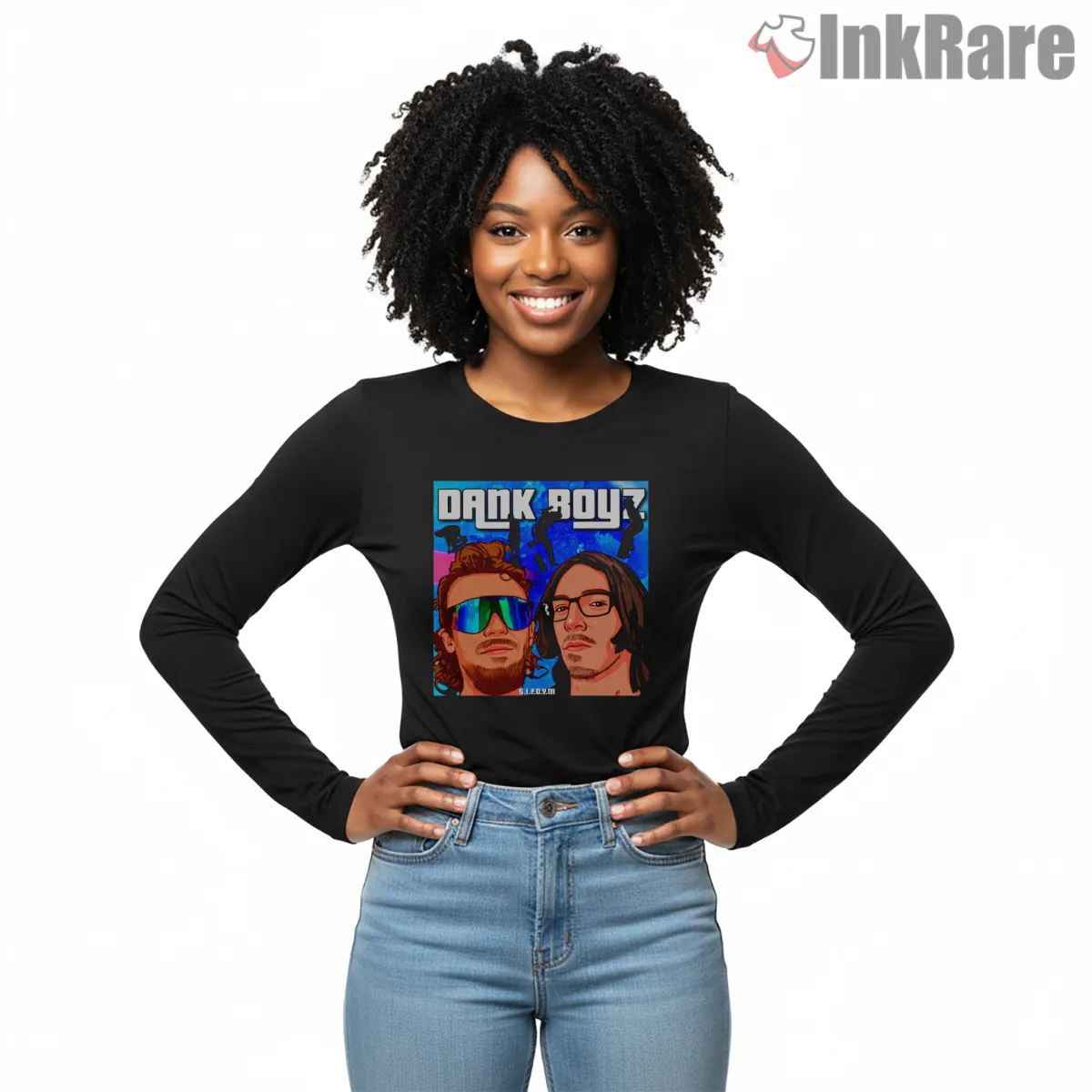 Dank Boy Meme Cartoon Portrait Gta Style Skate Long Sleeve Black Dank Boy Meme Cartoon Portrait Gta Style Skate Shirt on black long sleeve shirt for women graphic tee