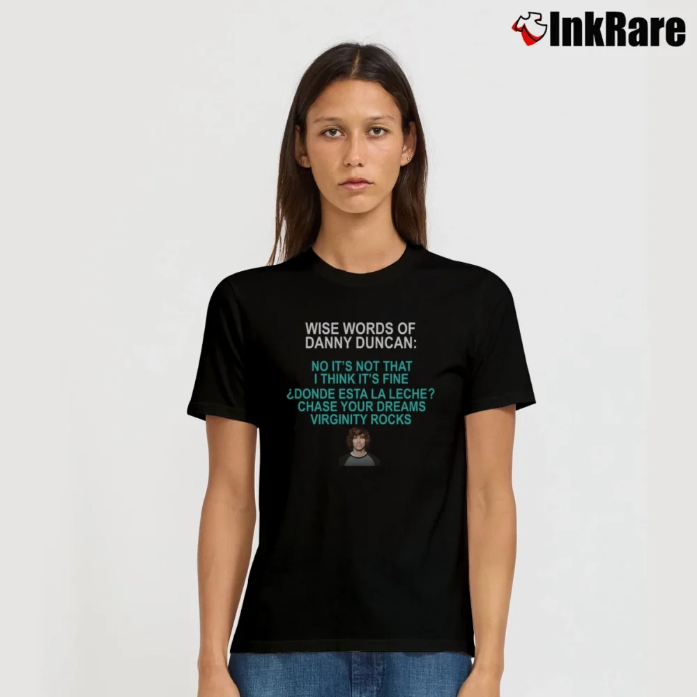 Women’s Danny Duncan Wise Words Funny Quote Signature T-Shirt in black | Soft, Flattering Fit