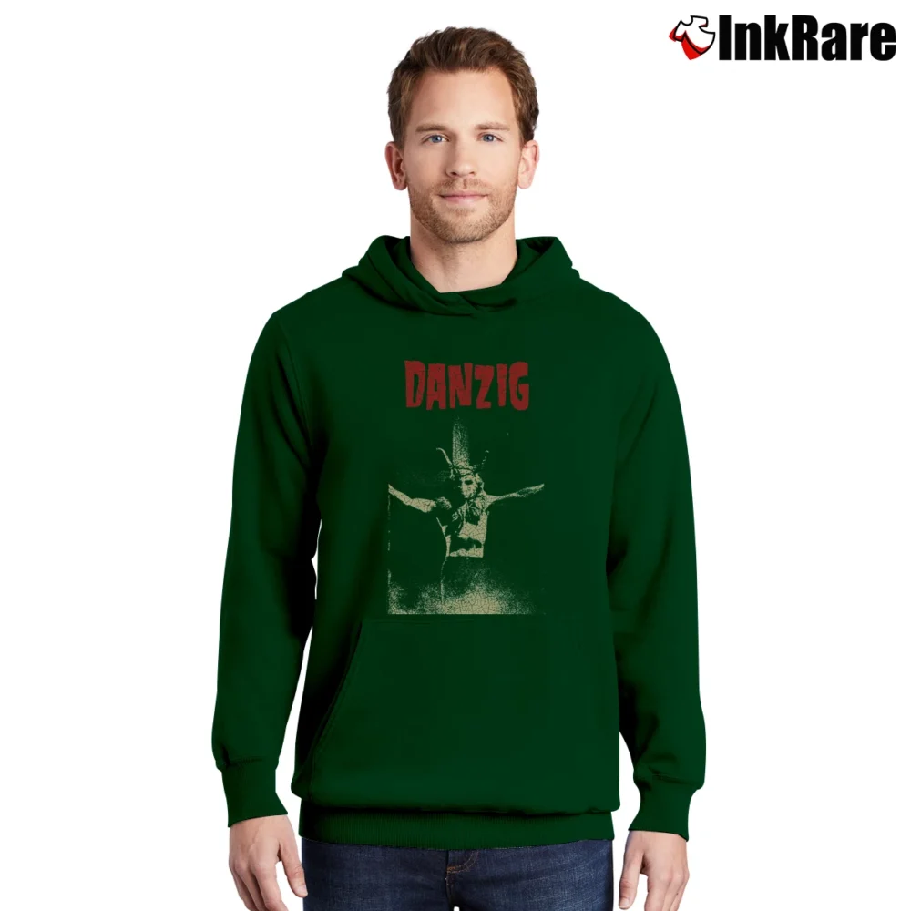 Men’s Danzig Band Logo Pullover Hoodie in forest green | Cozy, Durable, Modern Fit