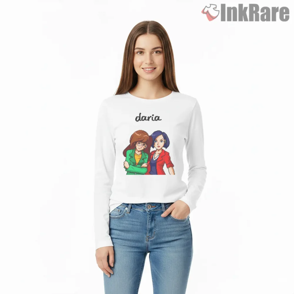 Daria And Jane Retro Anime Style Duo Shirt on white long sleeve shirt for women graphic tee