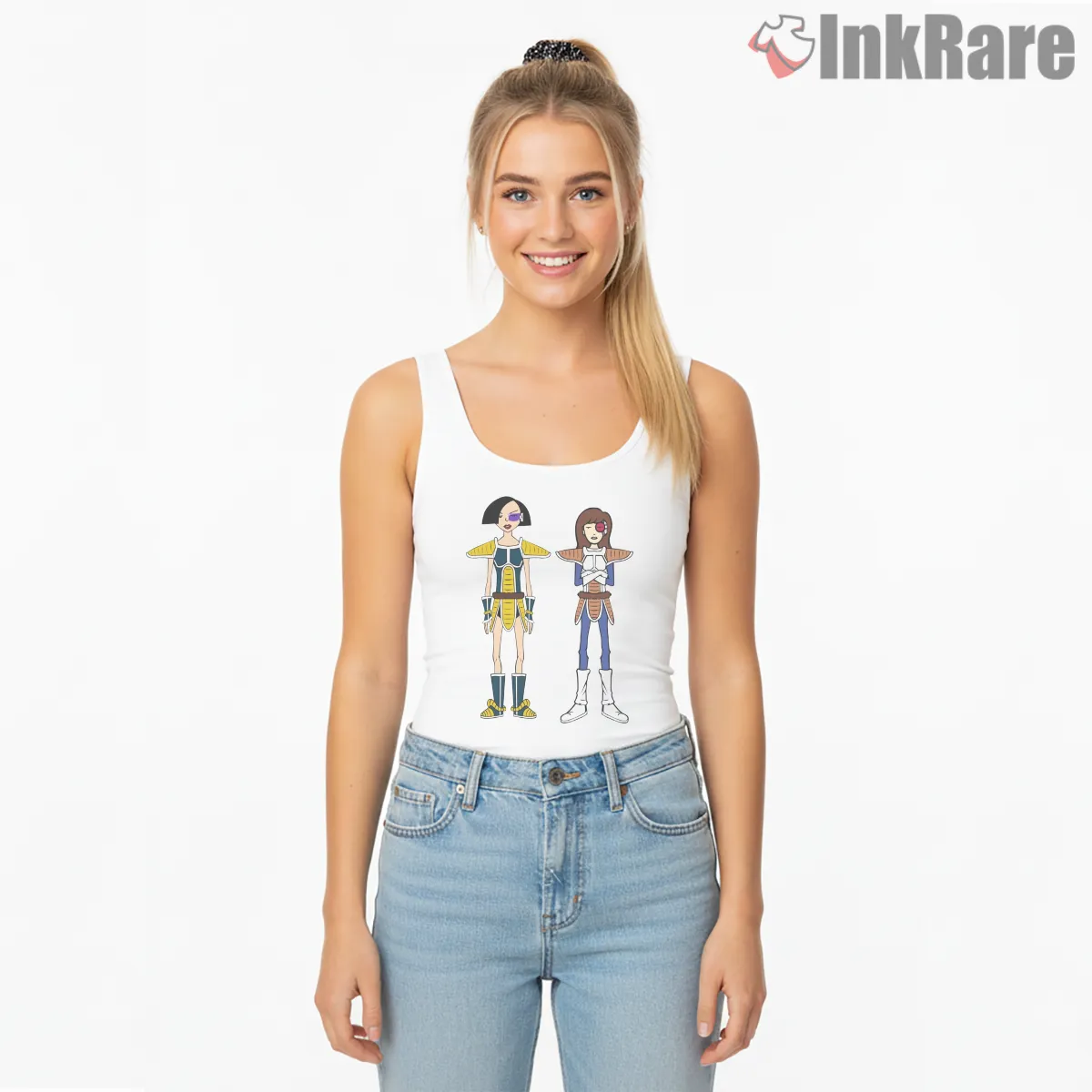 Daria And Jane Saiyans Dragon Ball Mashup Armor Shirt on white tank top for women graphic tee