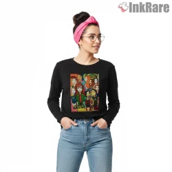 Daria Character Collage Modern Poster Style Shirt on black long sleeve shirt for women graphic tee