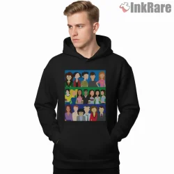 Daria Character Crowd Collage Cartoon Shirt on black hoodie for men graphic tee