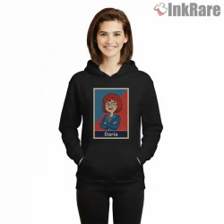 Daria Classic Cartoon Portrait Retro Frame Shirt on black hoodie for women graphic tee