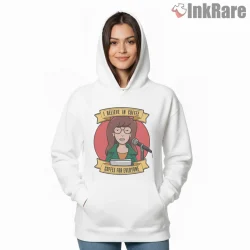 Daria Coffee For Everyone Microphone Badge Shirt on white hoodie for women graphic tee