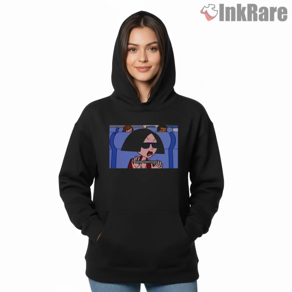 Daria Eww Feelings Meme Scene Cartoon Shirt on black hoodie for women graphic tee