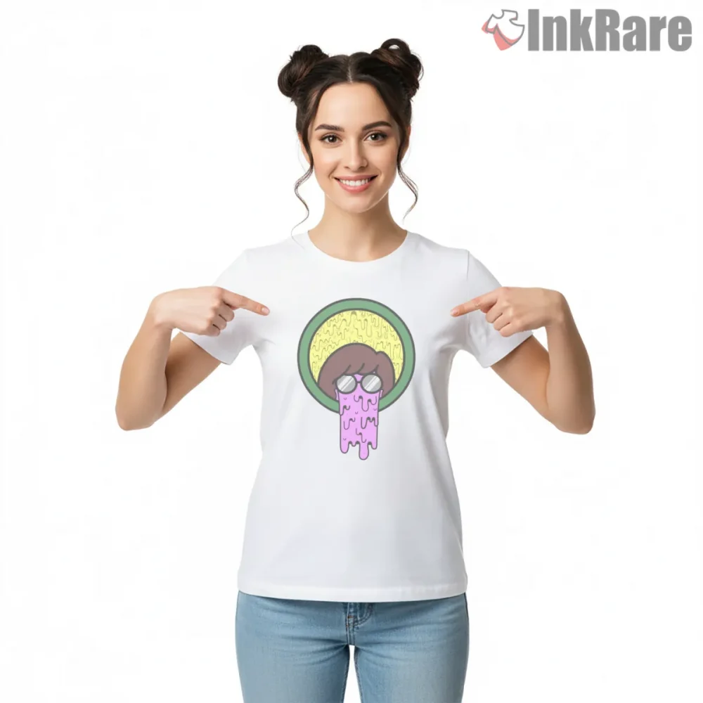 Daria Melting Mood Drip Art Surreal Shirt on white short sleeve shirt for women graphic tee