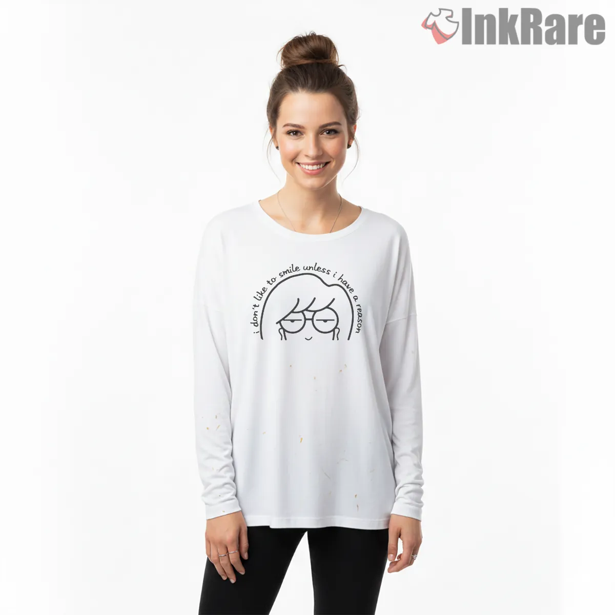Daria Minimal Line Art Quote Calm Expression Shirt on white long sleeve shirt for women graphic tee