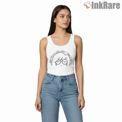 Daria Minimal Line Art Quote Calm Expression Shirt on white tank top for women graphic tee