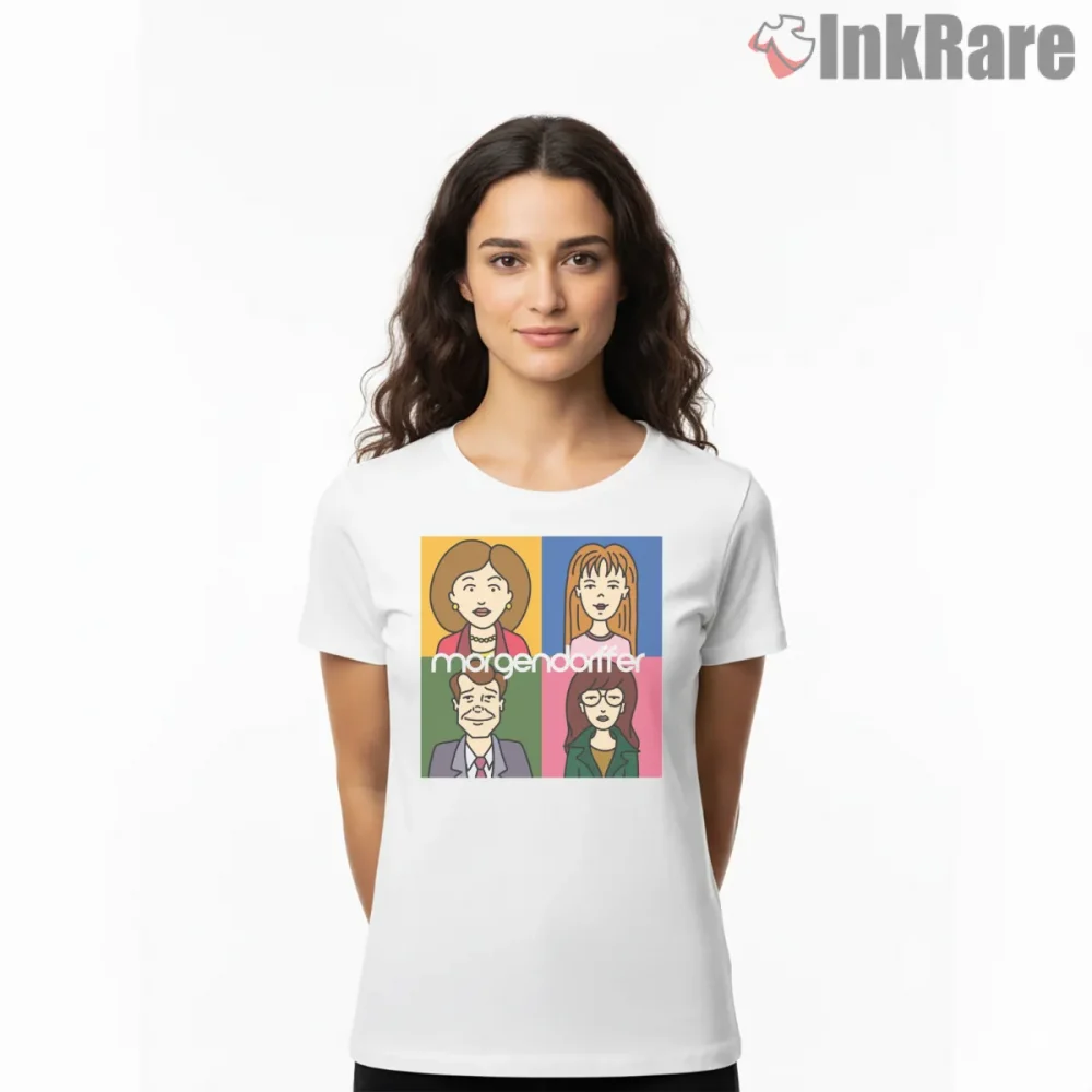 Daria Morgendorffer Family Pop Art Grid Shirt on white short sleeve shirt for women graphic tee