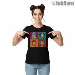Daria Pop Art Character Grid Color Block Shirt on black short sleeve shirt for women graphic tee