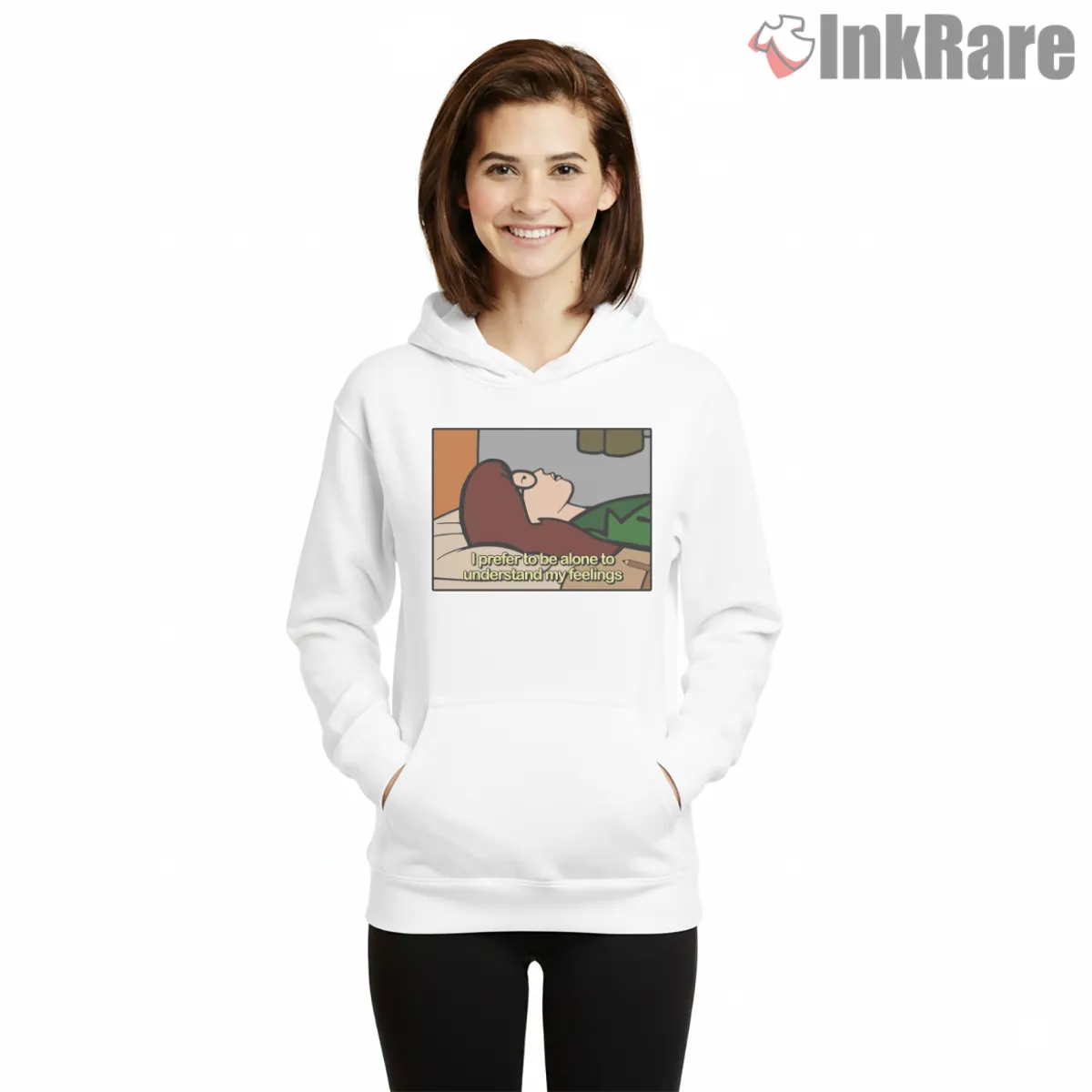 Daria Prefer To Be Alone Quote Scene Shirt on white hoodie for women graphic tee