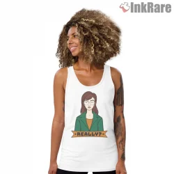 Daria Really Expression Minimal Portrait Shirt on white tank top for women graphic tee