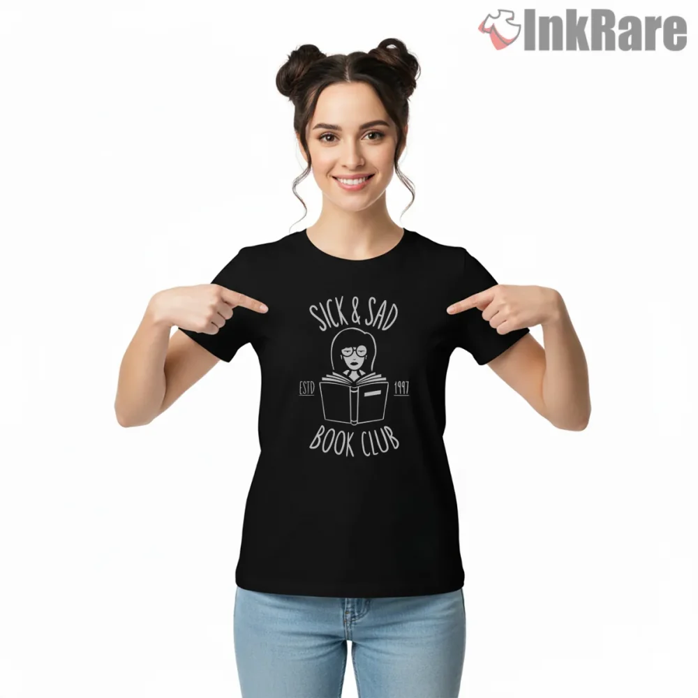 Daria Sick Sad Book Club Literary Parody Shirt on black short sleeve shirt for women graphic tee