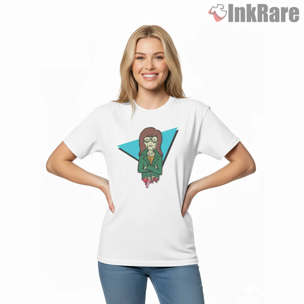 Daria Zombie Horror Grunge Cartoon Shirt on white short sleeve shirt for women graphic tee