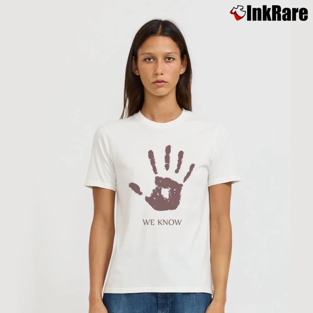 Women’s Dark Brotherhood We Know Gamer Signature T-Shirt in white | Soft, Flattering Fit