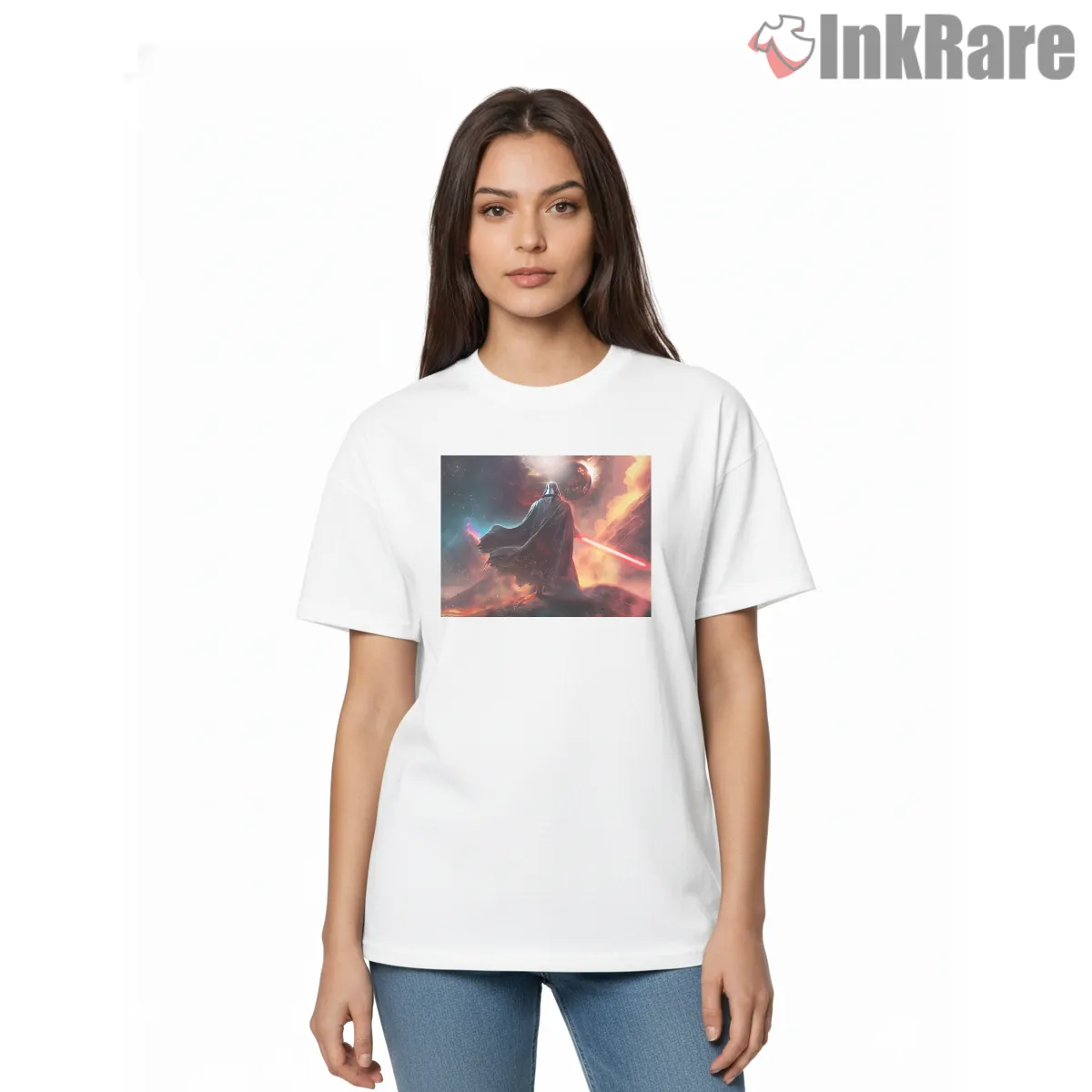 Dark Lord Cinematic Space Fantasy Short Sleeve White Dark Lord Cinematic Space Fantasy Shirt on white short sleeve shirt for women graphic tee