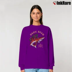 Women’s Dark Seas Tiger Shark Graphic Relaxed Sweatshirt in purple | Soft, Laid-Back Vibe