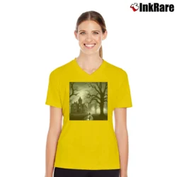 Women’s Dark Shadows Poster V-Neck Tee in yellow | Chic Neckline, Soft Texture