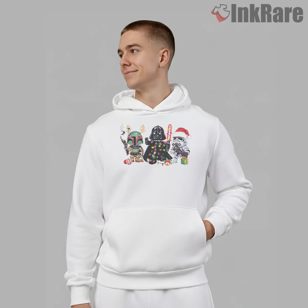 Dark Side Christmas Chibi Group Shirt on white hoodie for men graphic tee