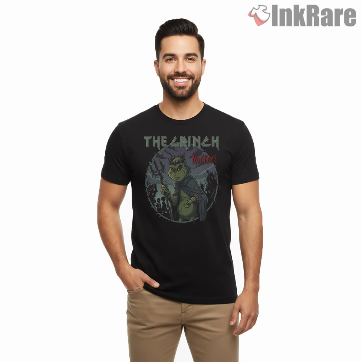 Dark Witchy Grinch Gothic Christmas Sweater Short Sleeve Black Dark Witchy Grinch Gothic Christmas Sweater Shirt on black short sleeve shirt for men graphic tee