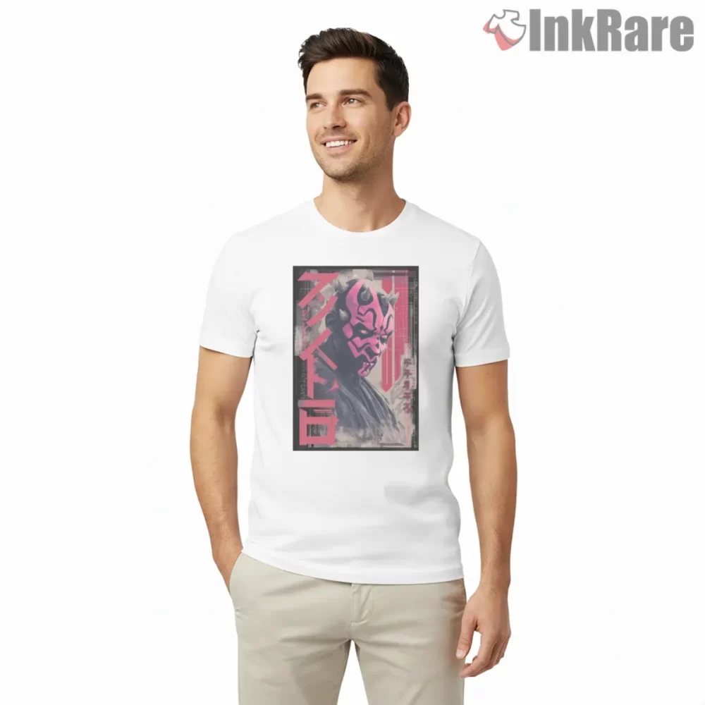 Darth Maul Kanji Art Poster Shirt on white short sleeve shirt for men graphic tee