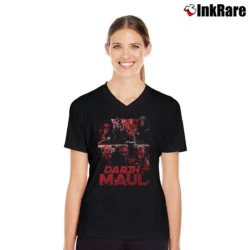Women’s Darth Maul Star Wars Retro Graphic V-Neck Tee in black | Chic Neckline, Soft Texture
