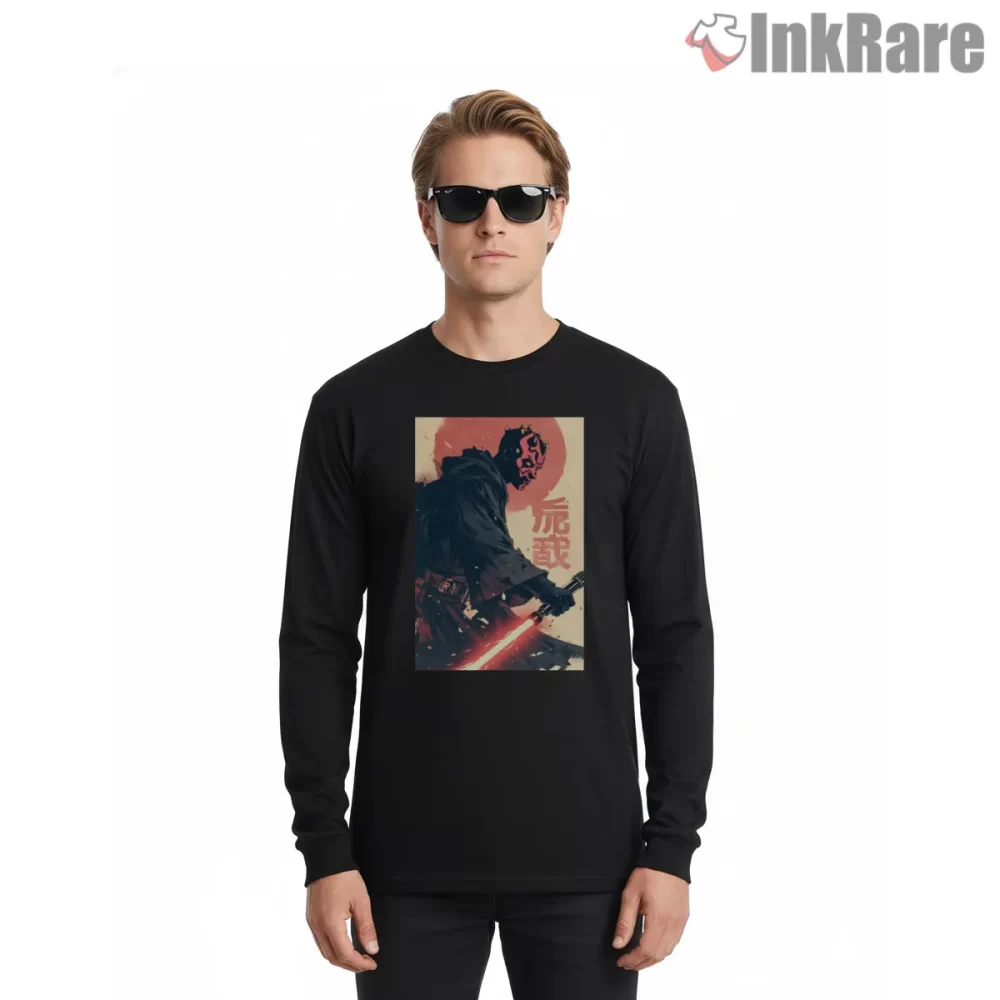 Darth Maul Young Apprentice Shadow Art Shirt on black long sleeve shirt for men graphic tee