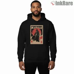 Darth Vader Japanese Retro Kanji Poster Shirt on black hoodie for men graphic tee