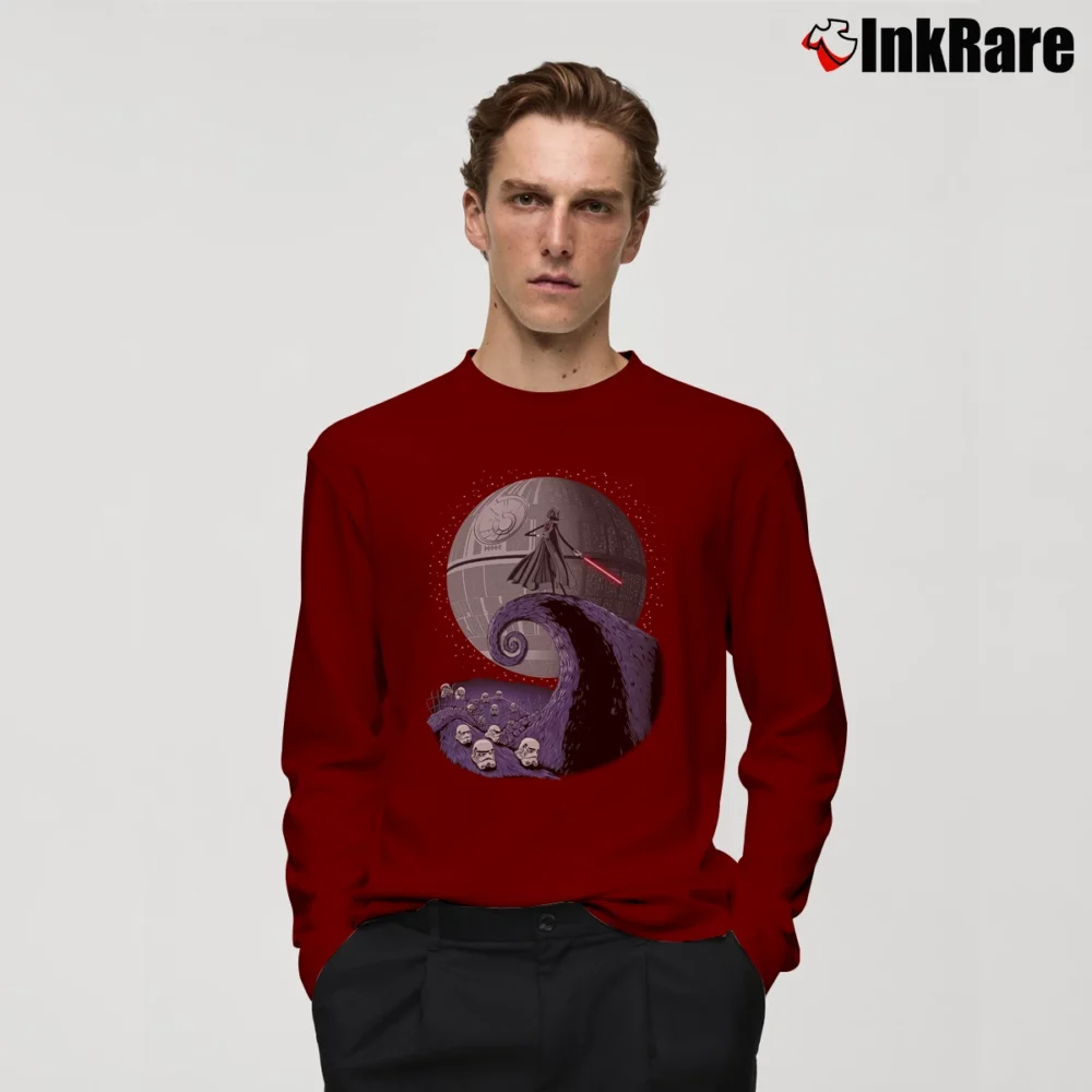 Men’s Darth Vader Nightmare Before Christmas Star Wars Long-Sleeve Shirt in maroon | Sleek, Lightweight, Year-Round Wear