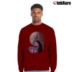 Men’s Darth Vader Nightmare Before Christmas Star Wars Crewneck Sweatshirt in maroon | Cozy Fabric, Clean Style