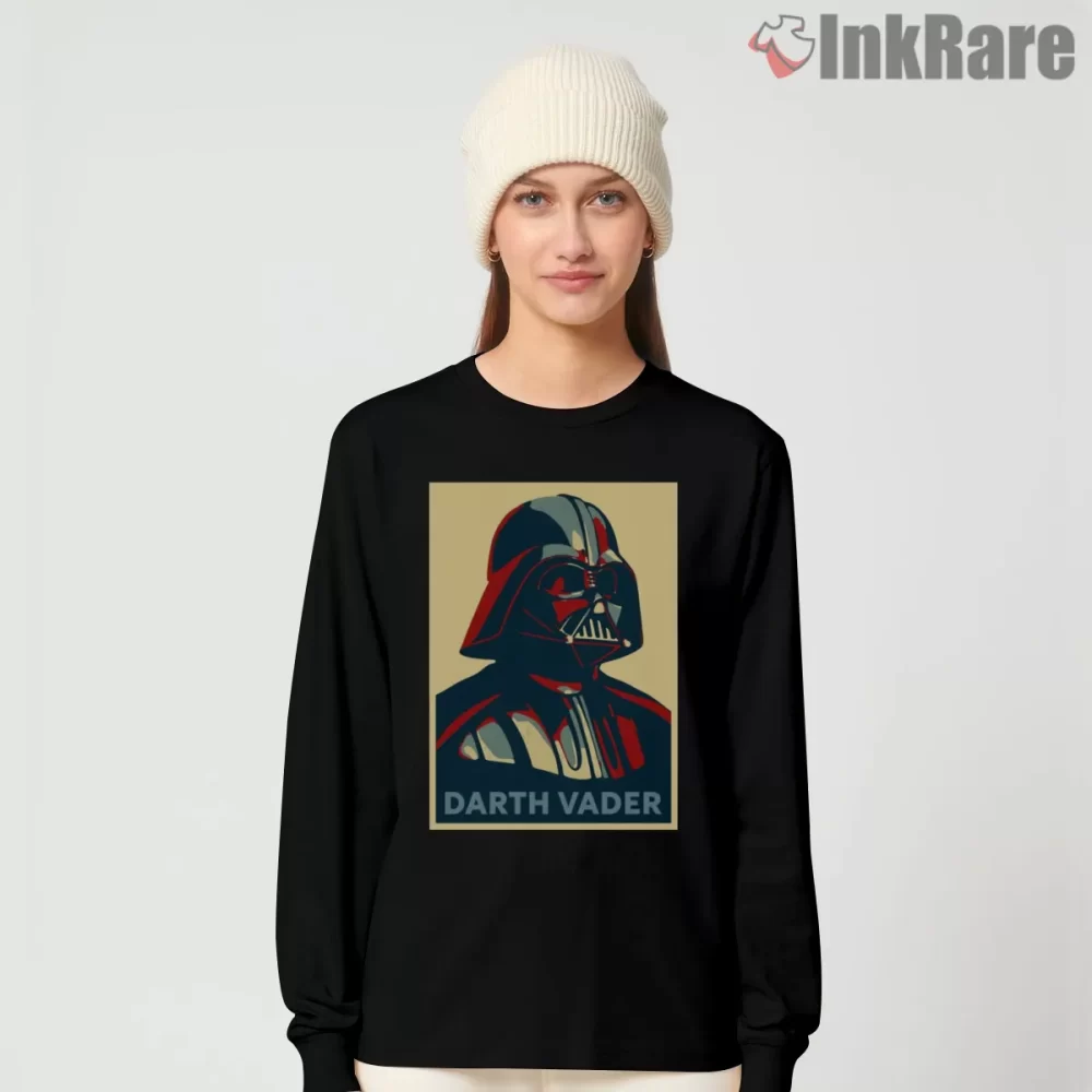 Darth Vader Vintage Poster Portrait Shirt on black long sleeve shirt for women graphic tee