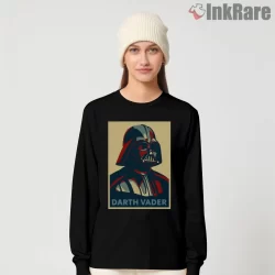 Darth Vader Vintage Poster Portrait Shirt on black long sleeve shirt for women graphic tee
