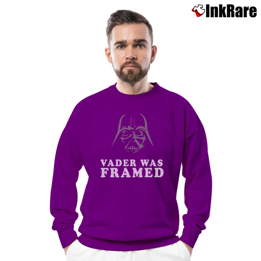 Men’s Darth Vader Was Framed Star Wars Graphic Crewneck Sweatshirt in purple | Cozy Fabric, Clean Style