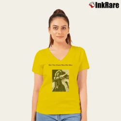 Women’s David Bowie 90s Mick Jagger Rolling Stones I Fucked Mick Jagger V-Neck Tee in yellow | Chic Neckline, Soft Texture