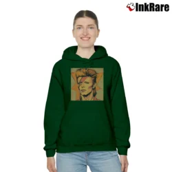 Women’s David Bowie Art Cozy Hoodie in forest green | Warm, Structured, Stylish