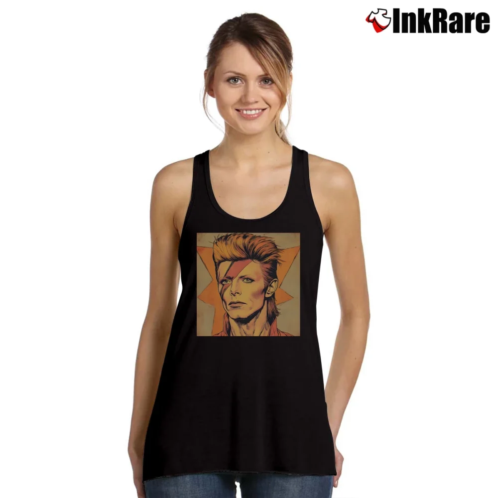 Women’s David Bowie Art Tank Top in black | Lightweight, Movement-Friendly