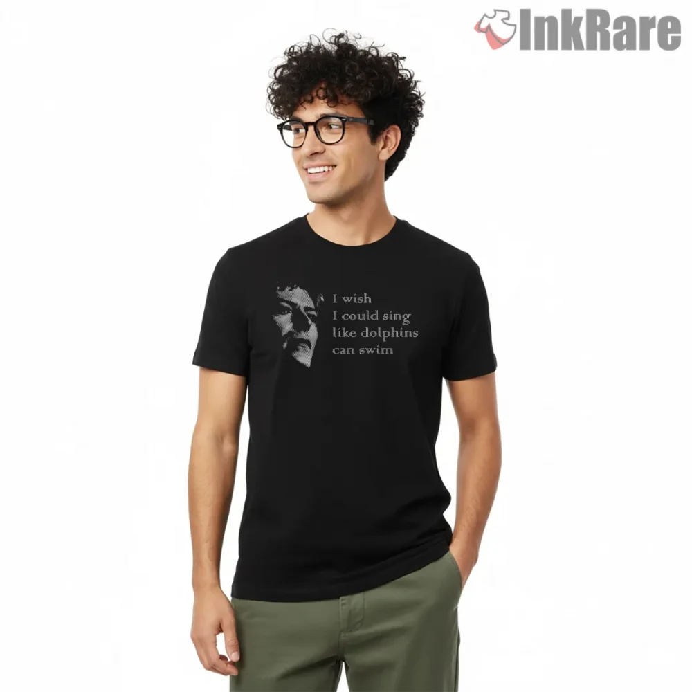 David Bowie Heroes Dolphin Quote Tribute Shirt on black short sleeve shirt for men graphic tee