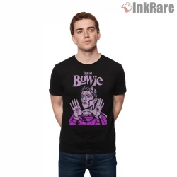 David Bowie Neon Comic Art Ziggy Stardust Tribute Shirt on black short sleeve shirt for men graphic tee
