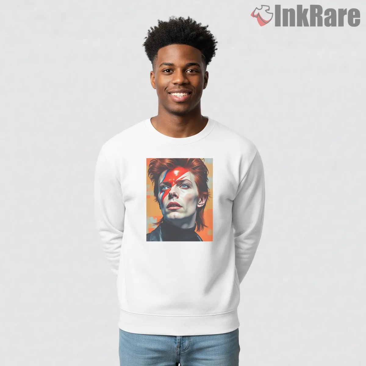 David Bowie Painted Lightning Portrait Modern Art Shirt on graphic shirt for men graphic tee