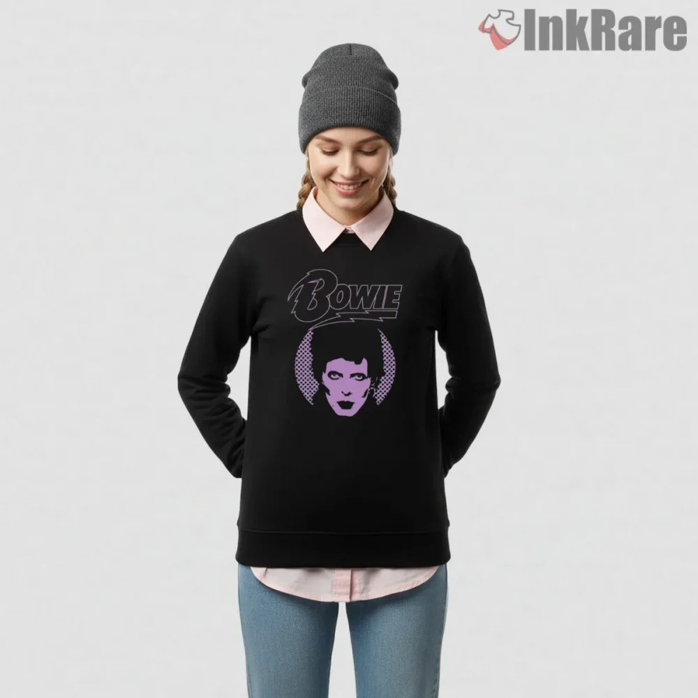 David Bowie Purple Glam Rock Retro Portrait Shirt on graphic shirt for women graphic tee