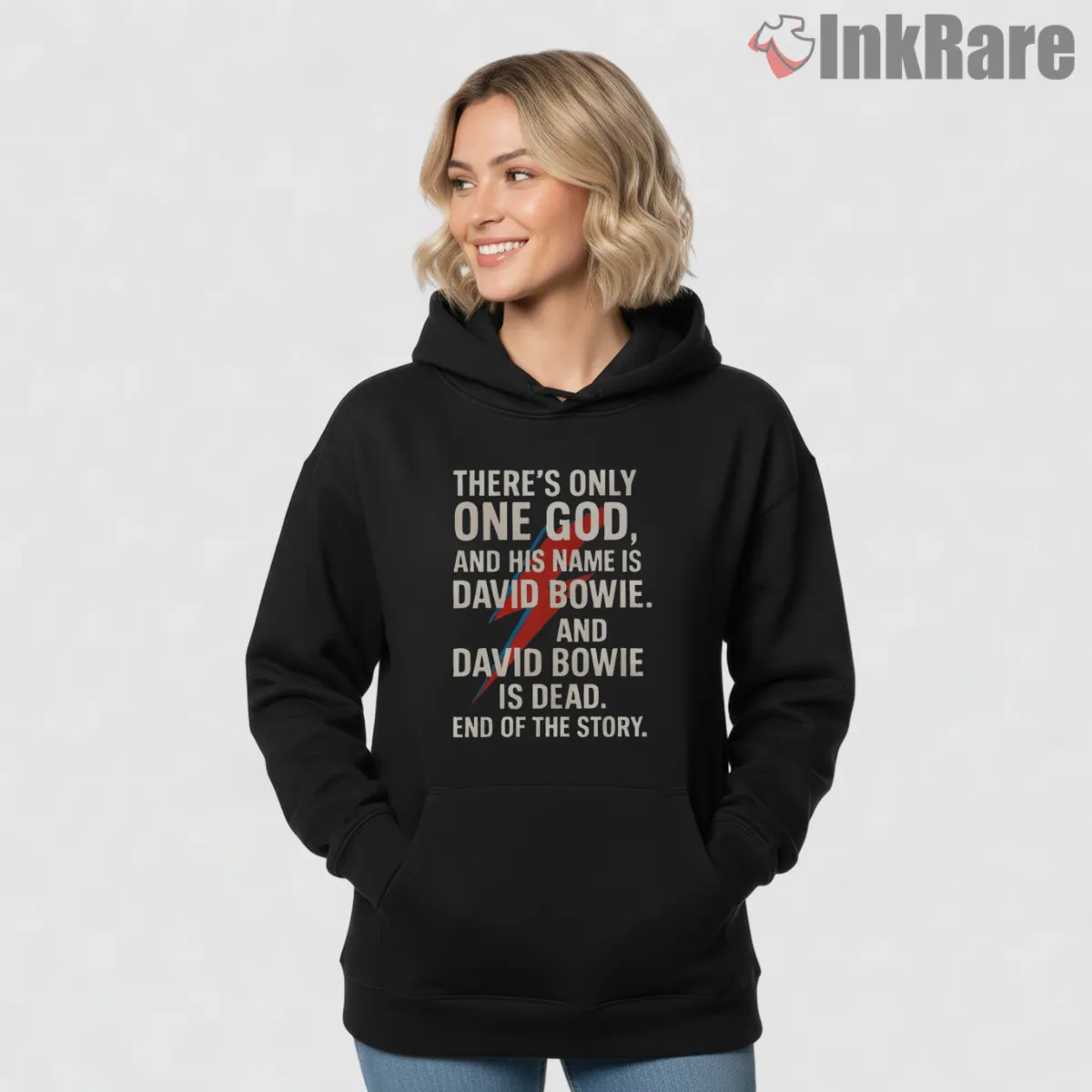 David Bowie Quote Lightning Bolt Tribute Hoodie Black David Bowie Quote Lightning Bolt Tribute Shirt on black hoodie for women graphic tee