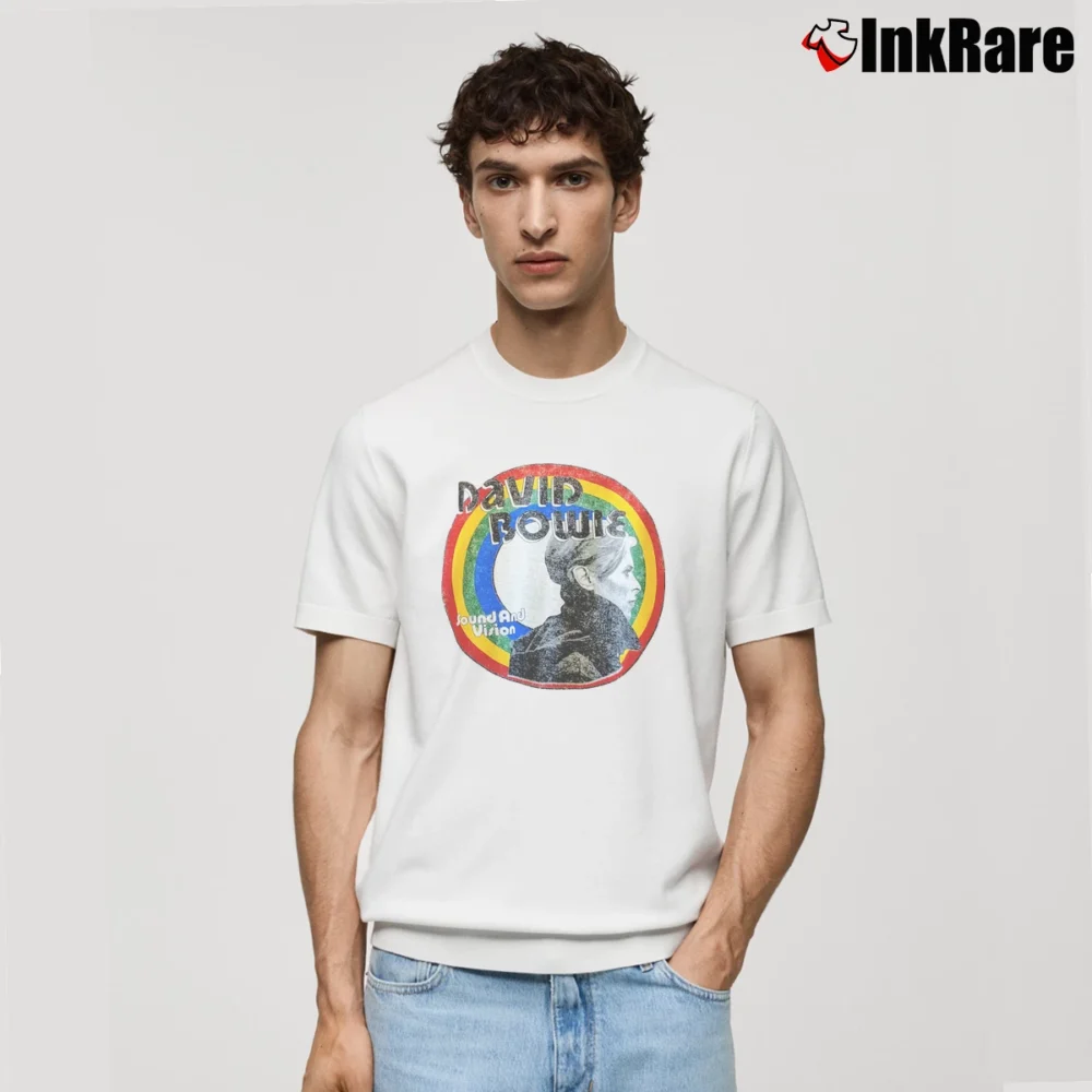 Men’s David Bowie Sound And Vision Retro Classic T-Shirt in white | Soft, Breathable Everyday Wear