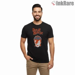 David Bowie We Can Be Heroes Retro Graphic Shirt on black short sleeve shirt for men graphic tee