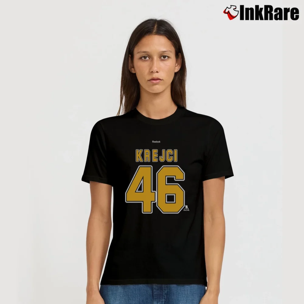 Women’s David Krejci Boston Bruins Player Signature T-Shirt in black | Soft, Flattering Fit