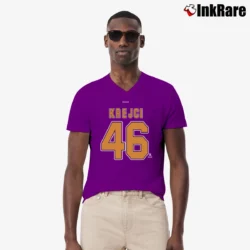 Men’s David Krejci Boston Bruins Player V-Neck Tee in purple | Sharp, Breathable, Everyday Staple