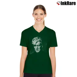 Women’s David Lynch Poster Art V-Neck Tee in forest green | Chic Neckline, Soft Texture