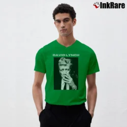 Men’s David Lynch Poster V-Neck Tee in irish green | Sharp, Breathable, Everyday Staple